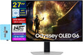 Samsung 27' Odyssey OLED G6 QHD 240Hz 0.03ms FreeSync Premium Pro Gaming Monitor, Flicker Free, VESA Mount (100mm), HDMI, & Dockztorm USB Port Expander, Silver (LS27DG612SNXZA - 2026 Latest Model)