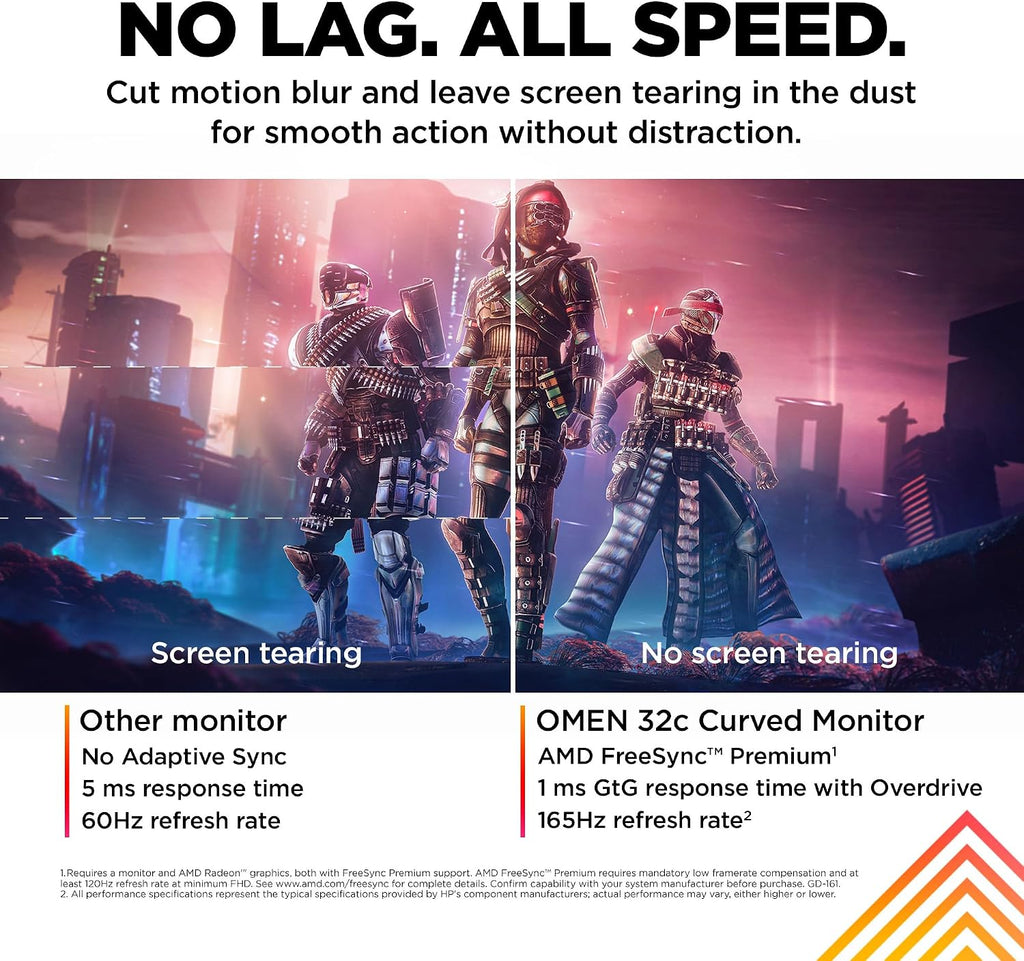 HP OMEN 32c QHD 165Hz Curved Gaming Monitor, QHD Display (2560 x 1440), VA Panel, 99% sRGB, 90% DCI-P3, 16:9, AMD FreeSync Premium Technology, 32c (2023)