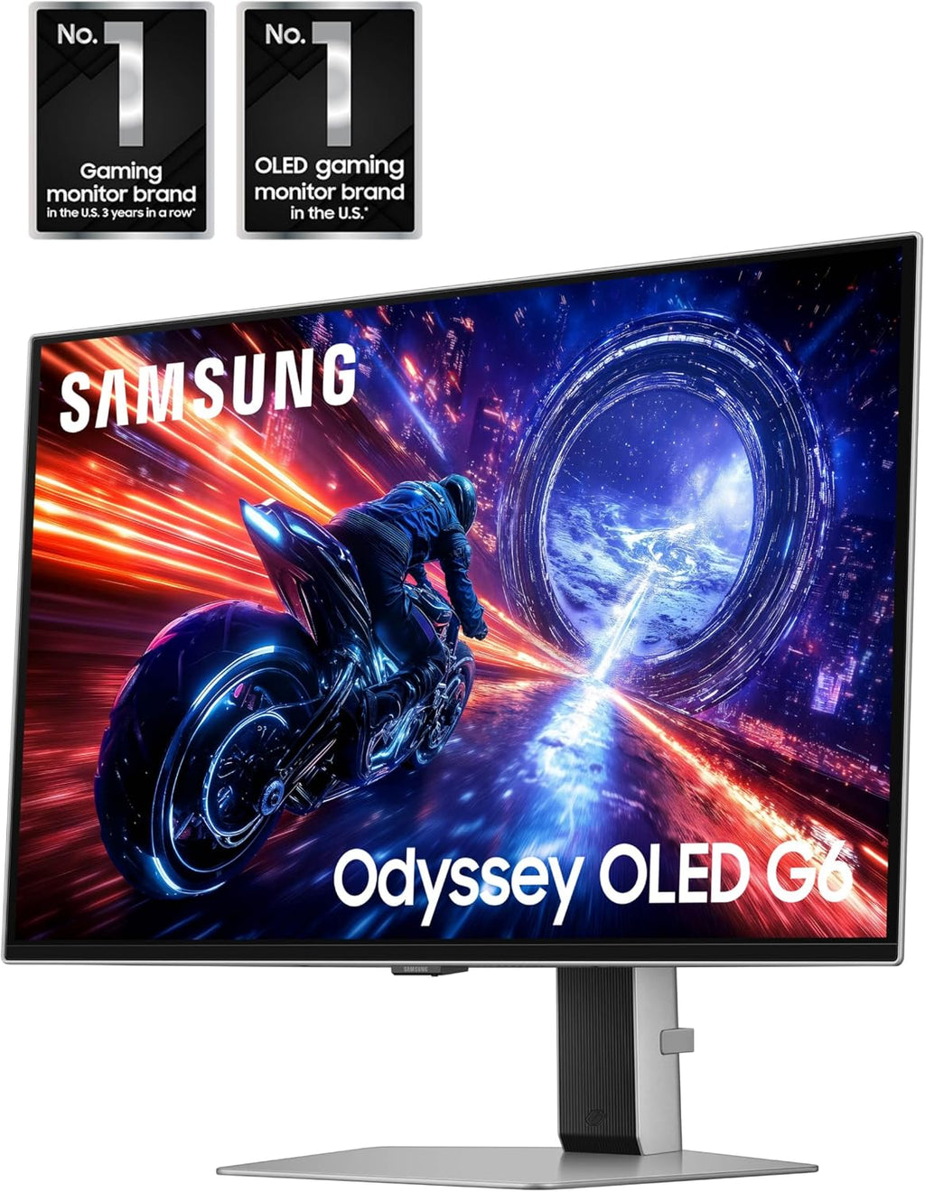 Samsung 27' Odyssey OLED G6 G60SF QHD QD-OLED Gaming Monitor, 500Hz Refresh Rate, 0.03ms (GtG) Response Time, G-Sync Compatible, VESA DisplayHDR TrueBlack 500, LS27FG602SNXZA, 2025, 3 Yr Warranty