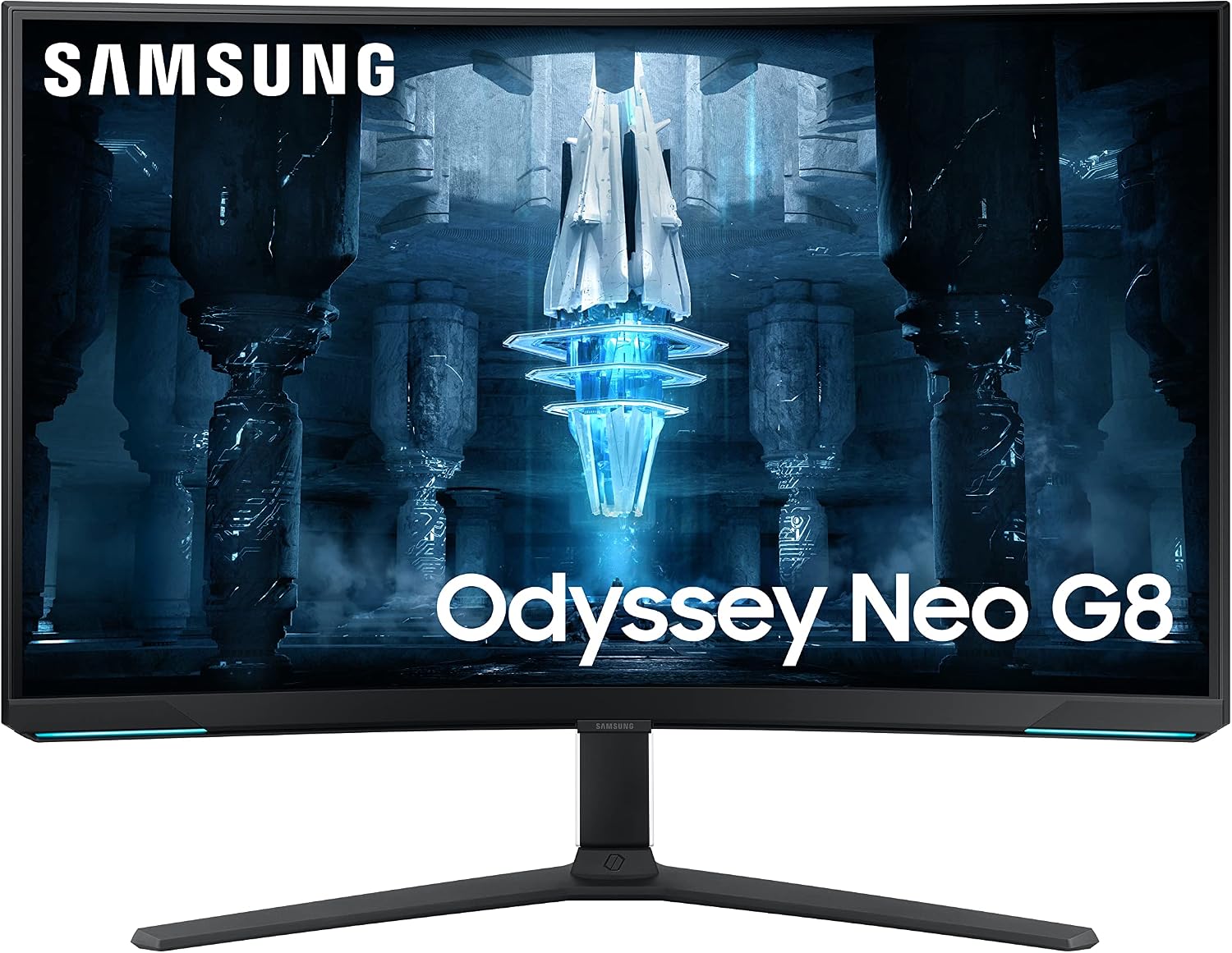 Samsung 2022 32'' Odyssey Neo G8 4K UHD 165Hz 1ms G-Sync 1000R Curved Gaming Monitor, Quantum HDR2000, AMD FreeSync Premium Pro, Ultrawide Game View, DisplayPort, HDMI, Black (Renewed)