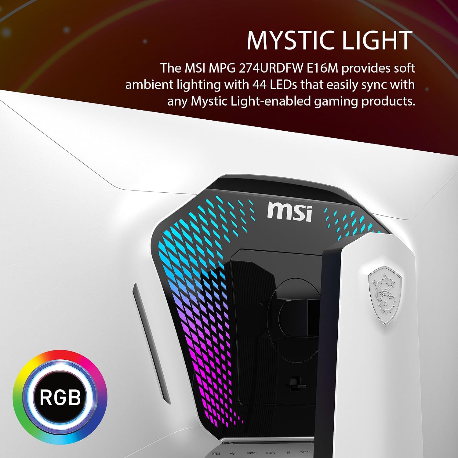 msi MPG 274URDFW E16M 27-inch 3840 x 2160 (UHD) Gaming Monitor, 160Hz, AMD Adaptive Sync, HDR Ready, HDMI, VGA Port, VESA Mountable, Tilt, 4-Side Slim Bezel, 0.5ms, White
