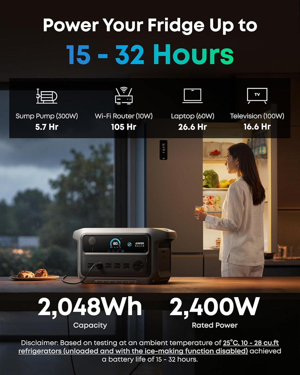 Anker SOLIX C2000 Gen 2 Portable Power Station, 2,400W (Peak 4,000W) Solar Generator, Full Charge in 58 Min, 2048wh LiFePO4 Battery for Home Backup, Power Outages, and Camping (Optional Solar Panel)