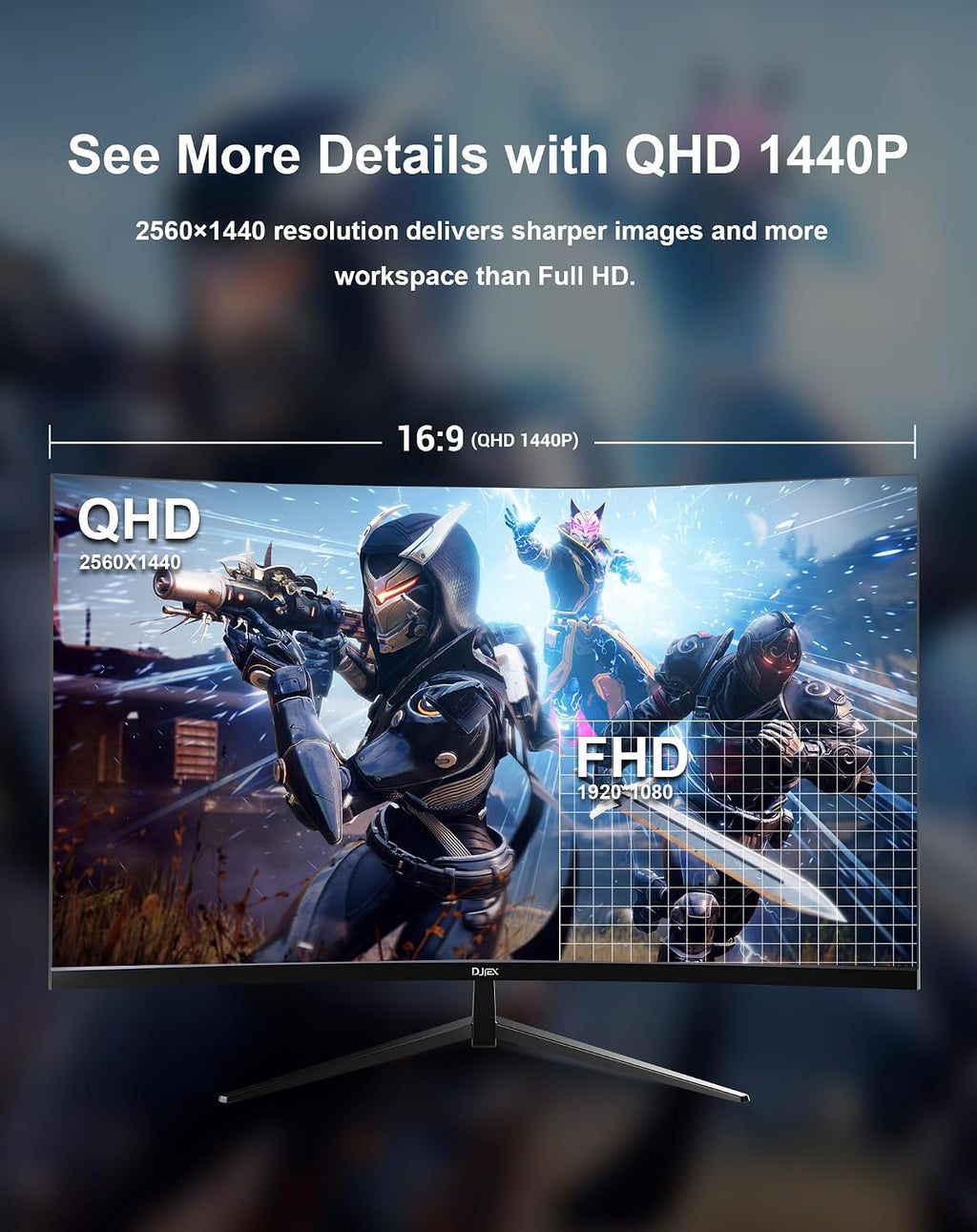 32 Inch Curved Gaming Monitor, QHD 2560x1440 2K Display, 165Hz Refresh Rate, 1500R Curved Screen, 3500:1 Contrast, HDMI and DisplayPort, 16:9 Large Monitor for PC, Console, Work and Entertainment