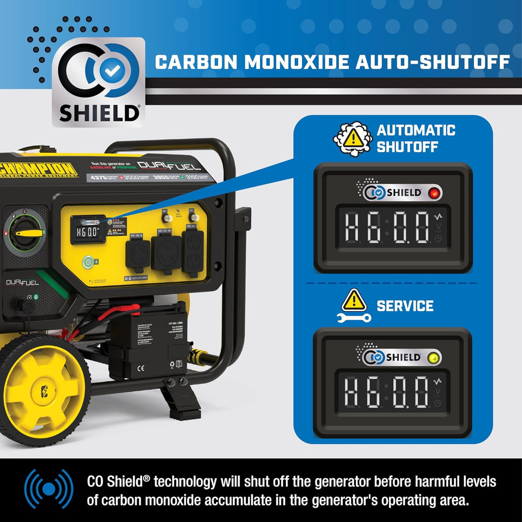 Champion Power Equipment 4375-Watt Wireless Start Dual Fuel RV Ready Portable Generator with CO Shield