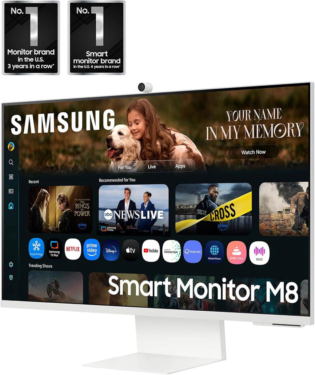 Samsung 32' Smart Monitor M8 (M80F) 4K UHD Display, Samsung Vision AI, Smart TV Apps, Gaming Hub, USB-C, HDMI and USB-A, White, LS32FM803UNXZA, 2025