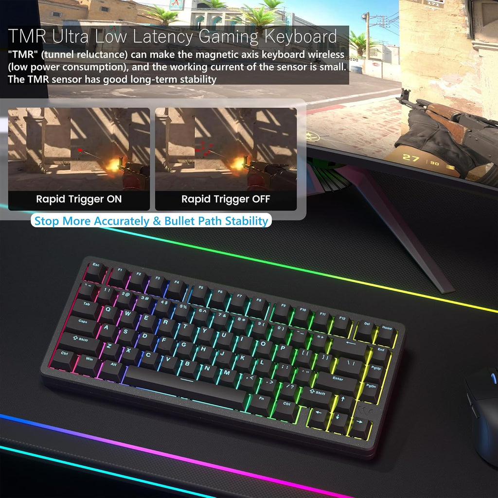 Womier SK75 TMR/HE Keyboard Gaming 75% Hall Effec, Wireless Mechanical Keyboard Rapid Trigger Custom Magnetic Switch Keyboards with 8000 Hz Hot Swap, BT/2.4G/USB-C with Mac Windows Linux (Aluminum)