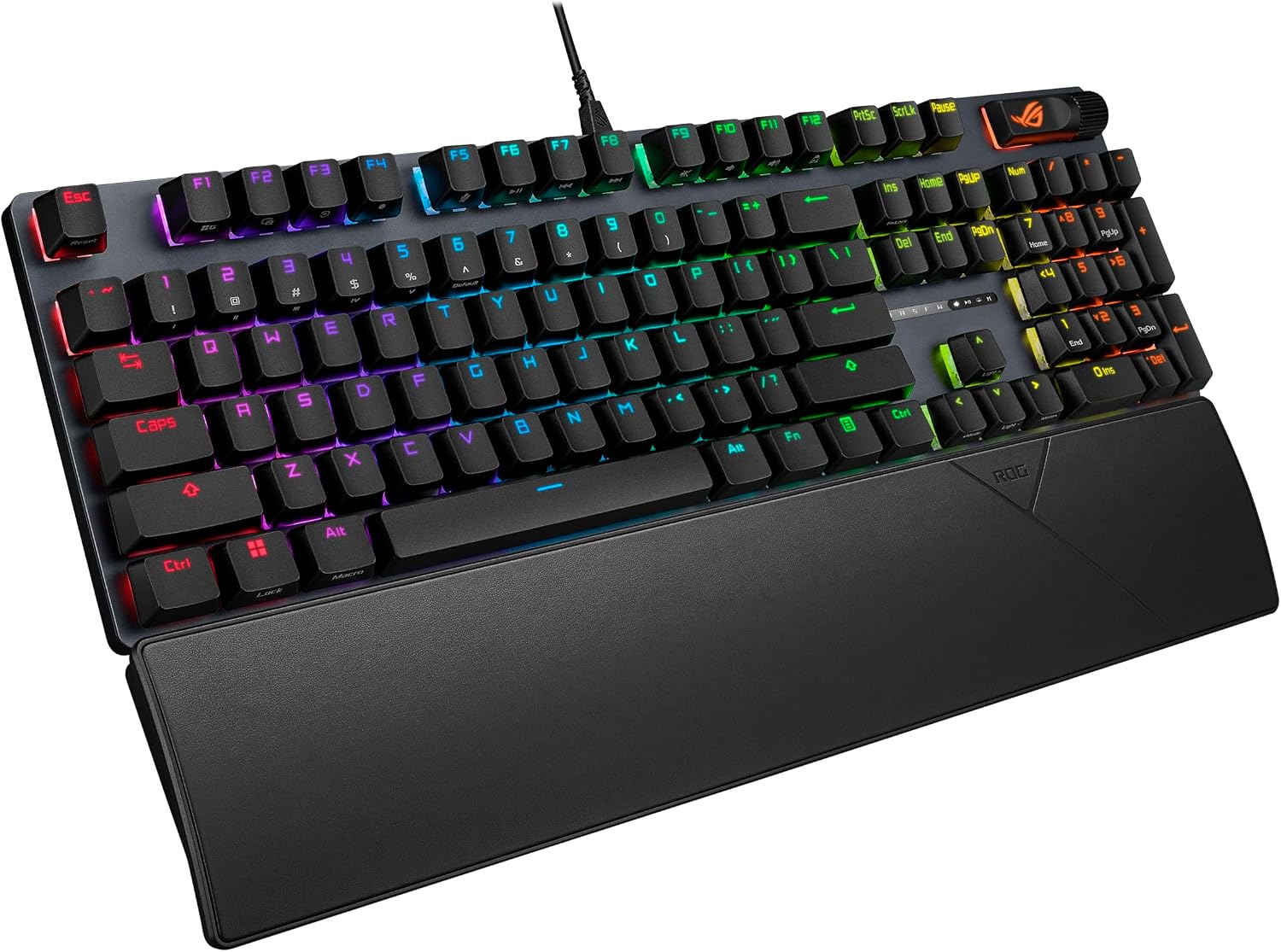 ASUS ROG Strix Scope II Gaming Keyboard, pre-lubed ROG NX Snow Linear Mechanical switches, Sound-dampening Foam, PBT doubleshot keycaps, Streaming hotkeys, Multi-Function Controls, Wrist Rest