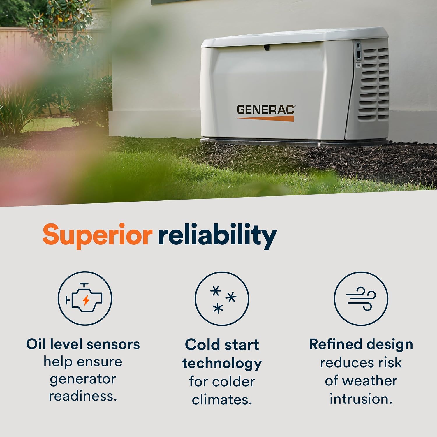 Generac 24kW Home Standby Generator for home use, built-in cellular connectivity, whole house generator for power backup