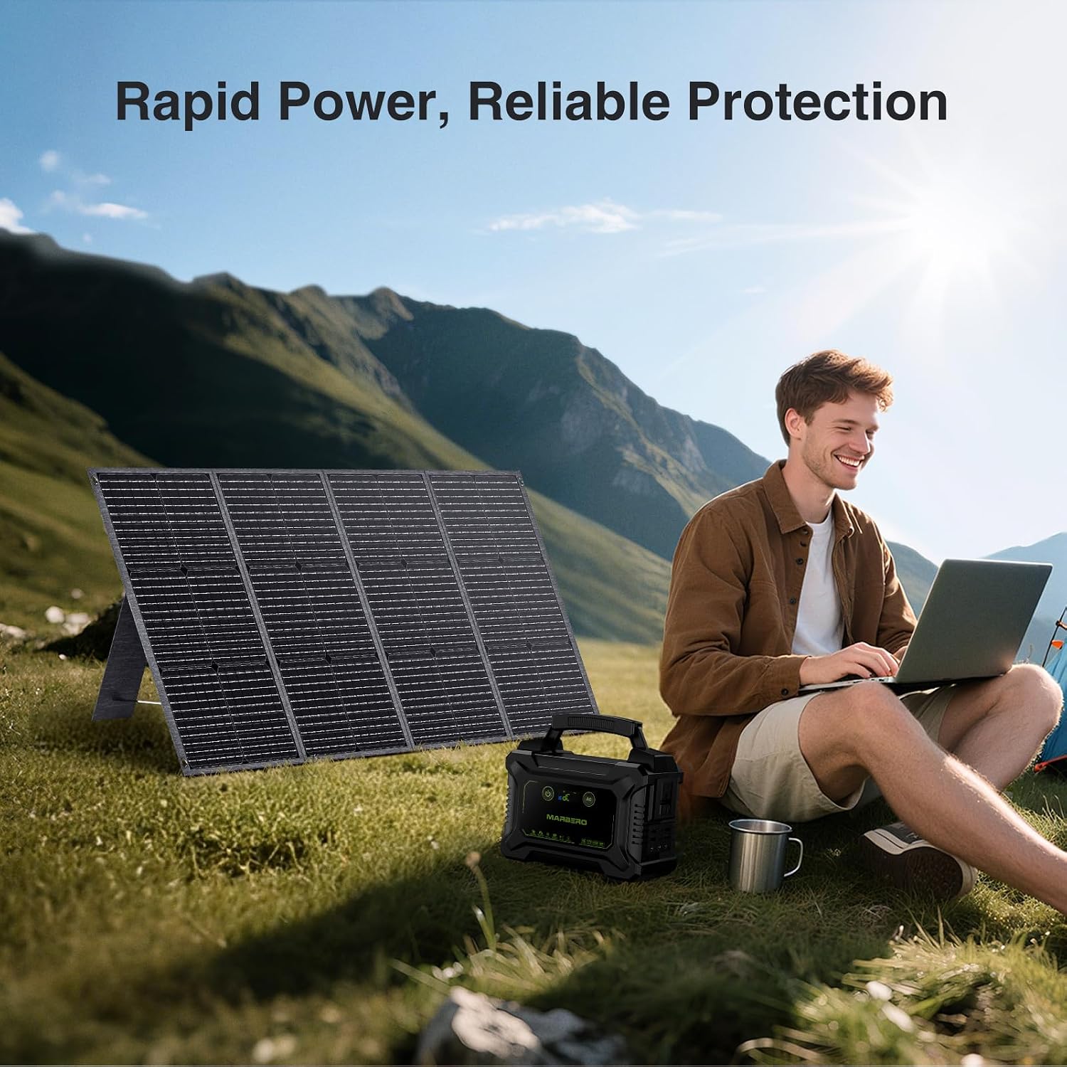 MARBERO 200W Portable Solar Panel for Power Station IP68 Waterproof 200 Watt Foldable Solar Charger >23% High Efficiency Compatible with Solar Generator for Camping RV Outdoor Cloudy