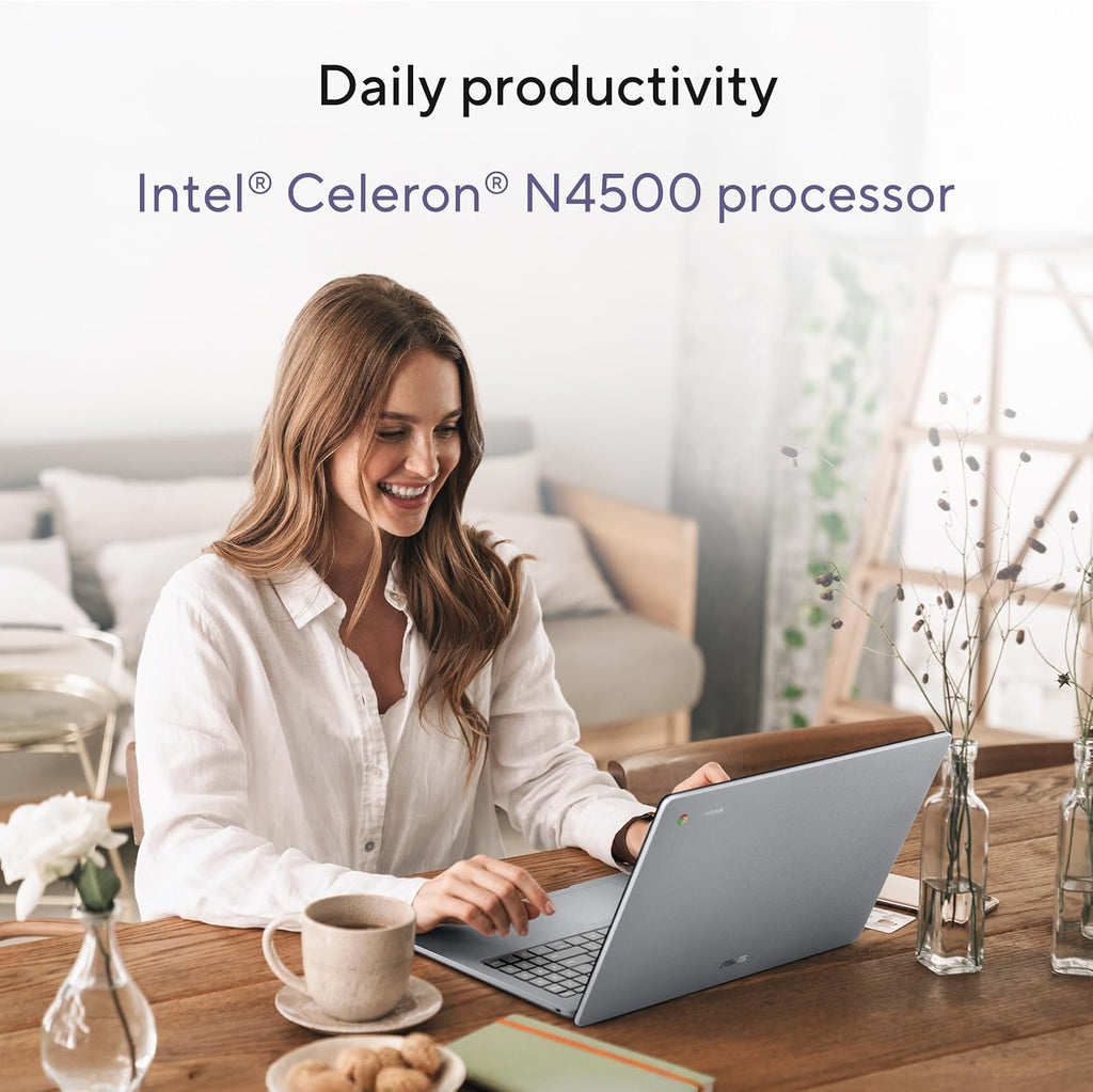 ASUS Chromebook CX15 Laptop, 15.6' FHD Anti-Glare Display, Intel Celeron N4500 Processor, 128GB Storage, 8GB RAM, ChromeOS, Pure Grey, CX1505CKA-AS88F-PG