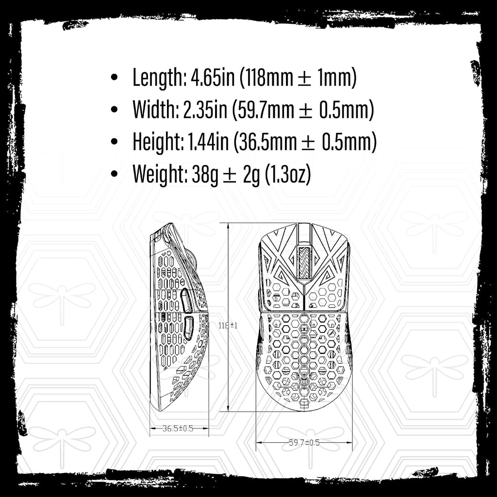 ARBITER Akitsu Small Carbon Fiber Gaming Mouse - Ultra-Light 38g, Wireless 8K Polling, 26K DPI, PIXART 3395 Sensor, LCD Receiver Display