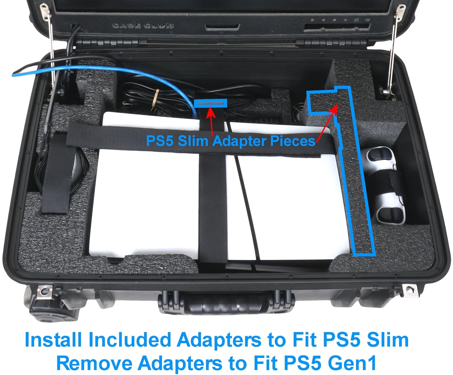 Case Club Gaming Station Fits PS5. Comes with Built-in 24' 1080p Monitor. Fits PlayStation 5 (Gen 1 Disc, Digital, or Slim), Controllers, Games, and More. 1MS / 144 Hz