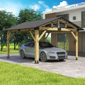 Wood Gazebo 13'x15', Cedar Wooden Gazebos, Outdoor Hardtop Gazebo with Waterproof Steel Roof, Fit Patio, Backyard, Garden, Lawns, Porch