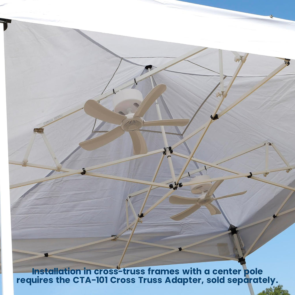 CB305 Large 31' Rechargeable Ceiling Fan for Canopies, Gazebos, Pergolas, Workshops & More. 6-Hour Run Time, Portable with Travel Case, Remote Control (Maroon)