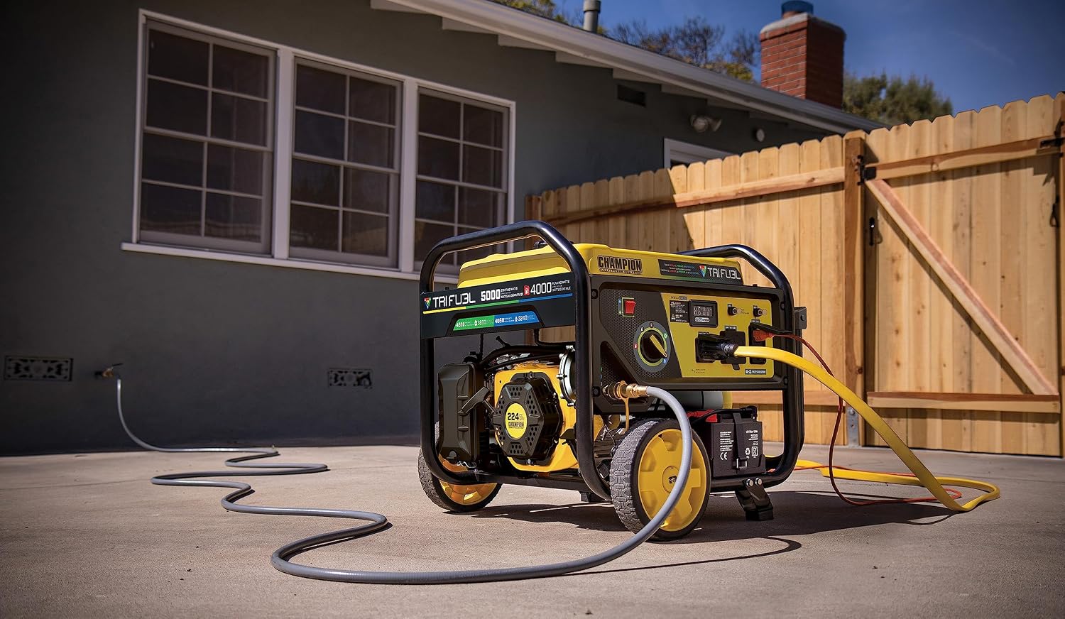 Champion Power Equipment 5000-Watt Electric Start Tri Fuel RV Ready Portable Generator with CO Shield