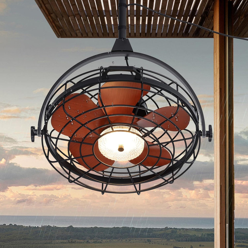 23' Waterproof Outdoor Ceiling Fan with Light, Outdoor Hanging Fan for Patio, 6-Speed & 3 CCT LED, Caged Ceiling Fan with Smart APP & Remote Control, Perfect for Gazebo, Pergola, Canopy