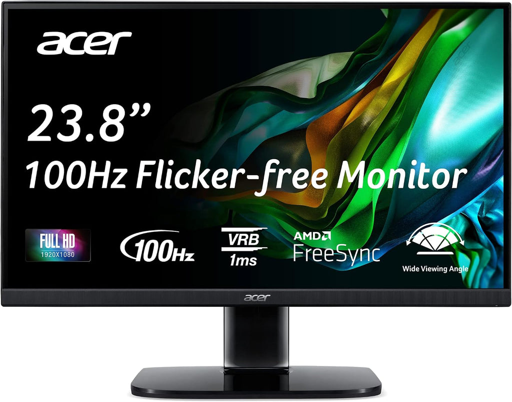 acer KC242Y Hbi 23.8' Full HD (1920 x 1080) Zero-Frame Gaming Office Monitor | AMD FreeSync Technology | 100Hz | 1ms (VRB) | Low Blue Light | Tilt | HDMI & VGA Ports