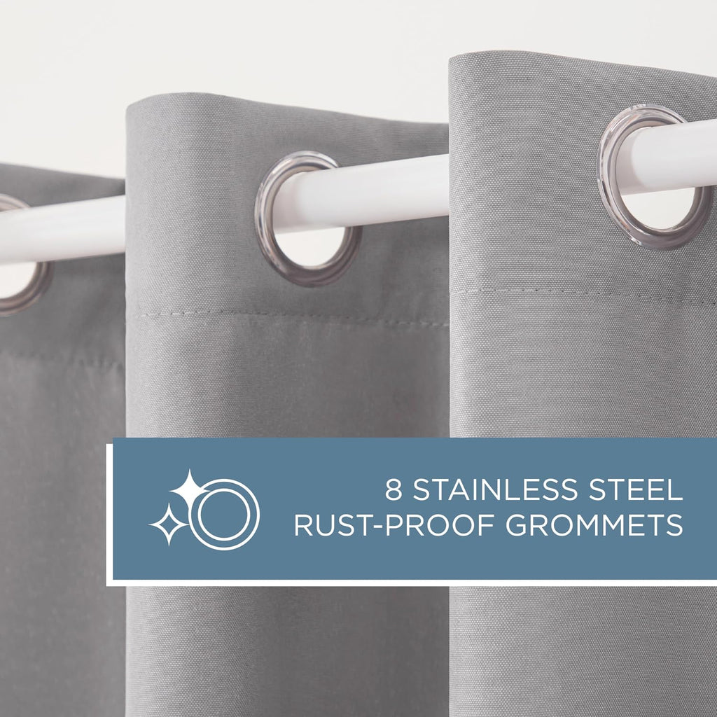 TOWN & COUNTRY BASICS Heavyweight Grommet Curtain, Cloud Grey | Light Filtering | Indoor Outdoor | Water Repellent | 54'x96', Pack of 12