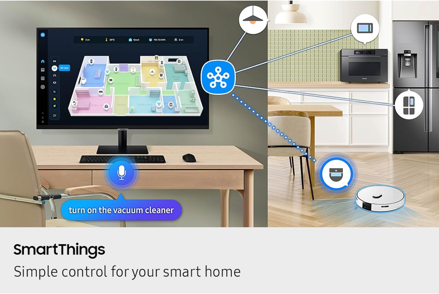 Samsung 32' Smart Monitor M7 (M70F) 4K UHD Display, Samsung Vision AI, Smart TV Apps, Gaming Hub, USB-C, HDMI and USB-A, Black, LS32FM702UNXZA, 2025