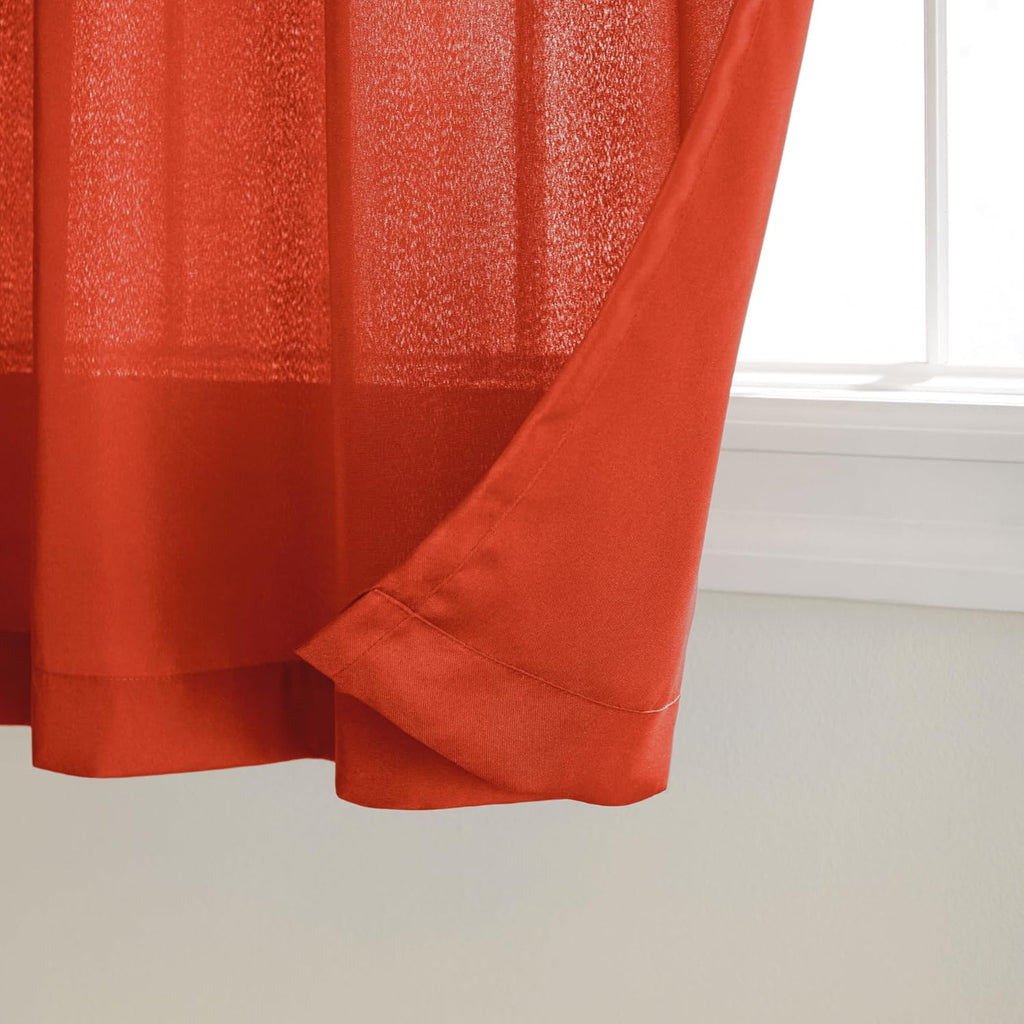 TOWN & COUNTRY BASICS Cabana Solid Heavyweight Indoor Outdoor Curtains, Light Filtering Opacity with Grommet Top, Water Repellent, 54'x84', Mecca Orange (Pack of 12)