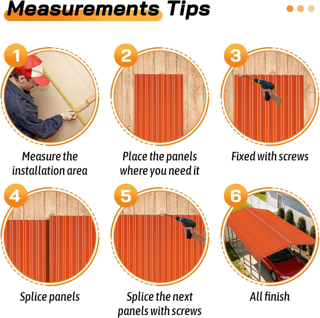 Resin Roof Panels 25Pcs 60.2×20.67 Inches with Screws, Corrugated PVC Roofing Panels, Waterproof Wall Panel Siding Panels Sheets for Garages, Sheds, Chicken Coop, Stables and Mobile Homes, Orange