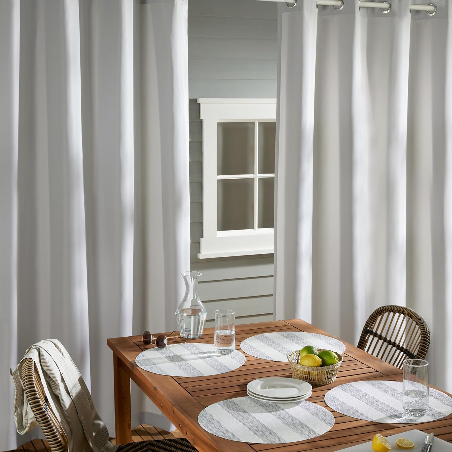 TOWN & COUNTRY BASICS Heavyweight Grommet Curtain, Cloud Grey | Light Filtering | Indoor Outdoor | Water Repellent | 54'x96', Pack of 12