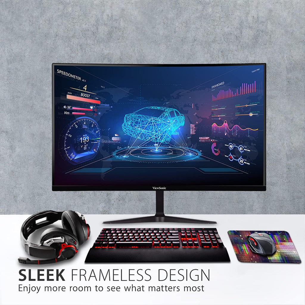 ViewSonic VX2718-2KPC-MHD 27 Inch 1440p Curved Gaming Monitor, 180Hz and 1ms for Smooth Gameplay, FreeSync Premium and Eye Care Technology for Comfortable Viewing, HDMI, and DisplayPort Inputs
