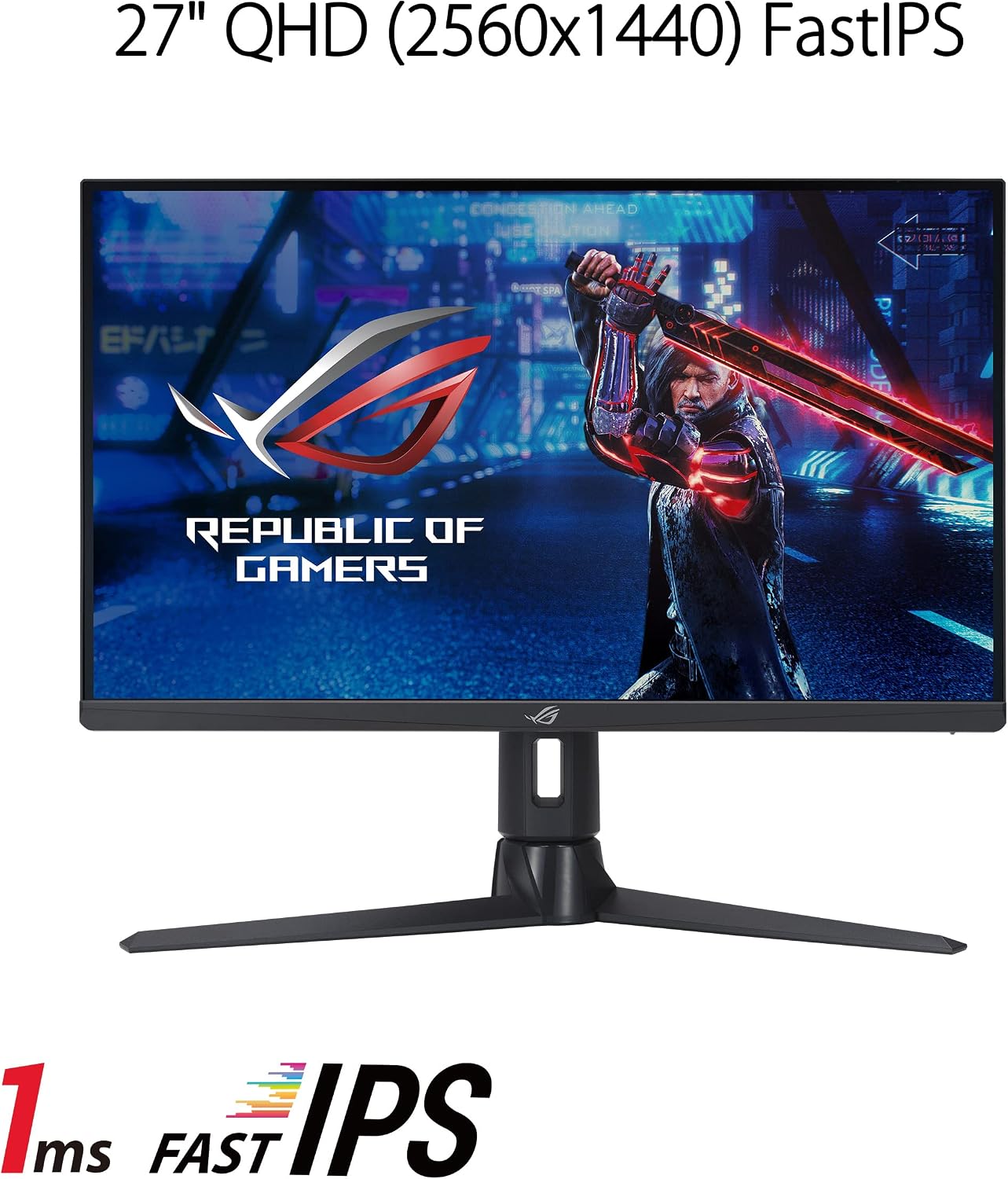 ASUS ROG Strix 27' 1440P Gaming Monitor (XG27AQMR) - 27', QHD (2560 x 1440), Fast IPS, 300Hz, 1ms, G-SYNC Compatible, FreeSync Premium Pro, Extreme Low Motion Blur Sync, DisplayPort, DisplayHDR 600