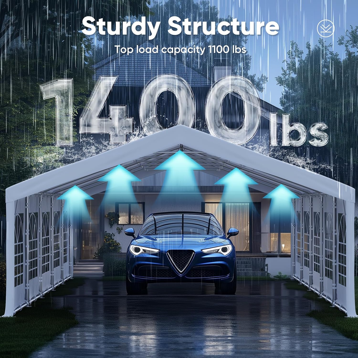 Quictent 20x32ft Party Tent Heavy Duty Outdoor Gazebo White Wedding Tent Canopy Event Shelter Carport with Removable Sidewalls& 5pcs Storage Bags