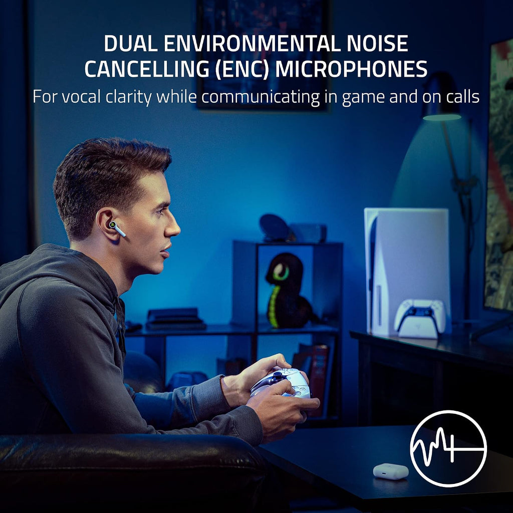 Razer Hammerhead HyperSpeed Wireless Multi-Platform Gaming Earbuds for PlayStation 5 / PS5, PC, Mobile: ANC - Noise Cancelling Mic - Bluetooth 5.2 - RGB Chroma - 30 Hr Battery
