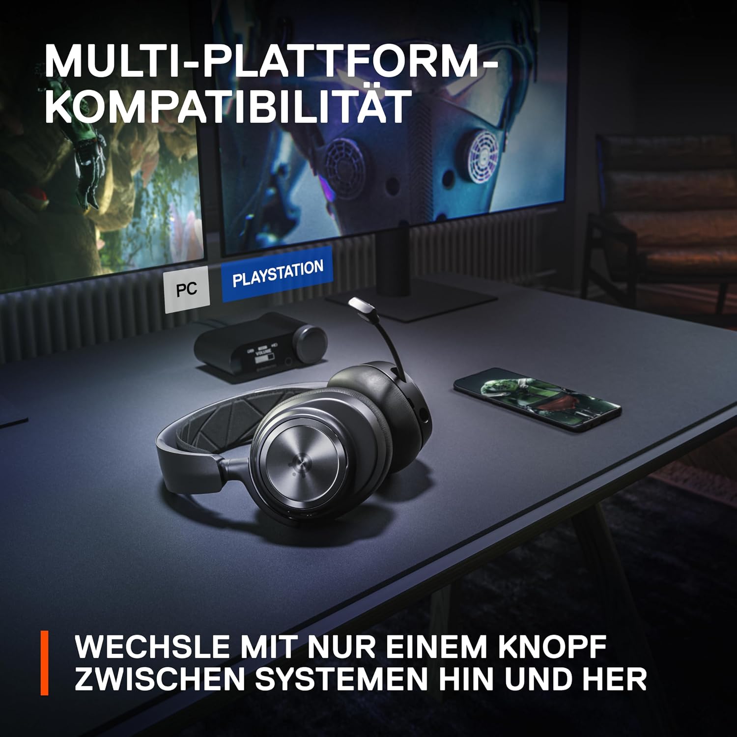 SteelSeries Arctis Nova Pro Wireless 61520 Gaming Headphones, Wireless, Sealed, High Resolution Active Noise Canceling, Compatible with PC, PS5, PS4, Switch, Hi-Fi Sound, Black, Adjustable