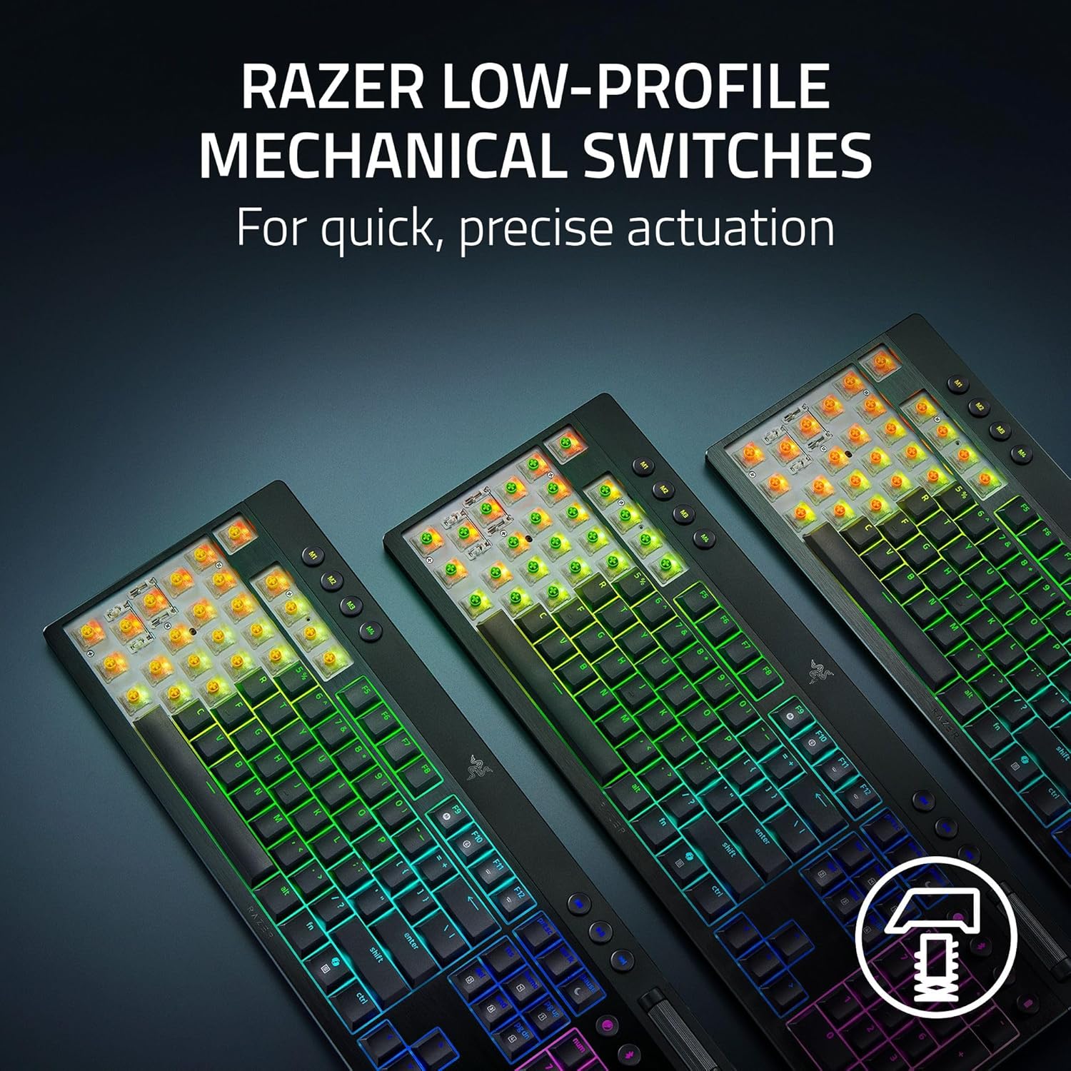 Razer BlackWidow V4 Low Profile HyperSpeed Wireless Gaming Keyboard: Orange Mechanical Switches - 2.4GHz Wireless & Bluetooth - Multi-Function Roller - 11 Control Buttons - Long Battery Life