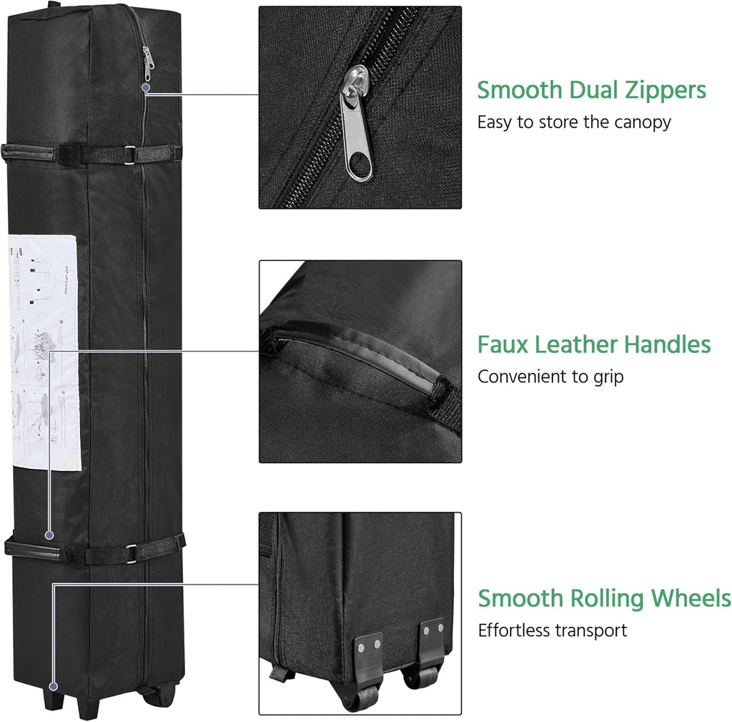 Yaheetech 10x10 Pop Up Canopy Easy Set-up Tent, Portable Outdoor Canopy Instant Tent, Commercial Gazebo with Wheeled Carry Bag & 4 Sandbags for Home, Party & Outdoor Activities, Dark Green