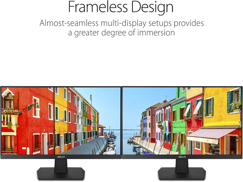 ASUS 24 Inch Desktop Monitor - 75Hz, Full HD (1920x1080), IPS, Frameless, Adaptive-Sync, Eye Care, HDMI, D-Sub DVI-D - VA24EHE