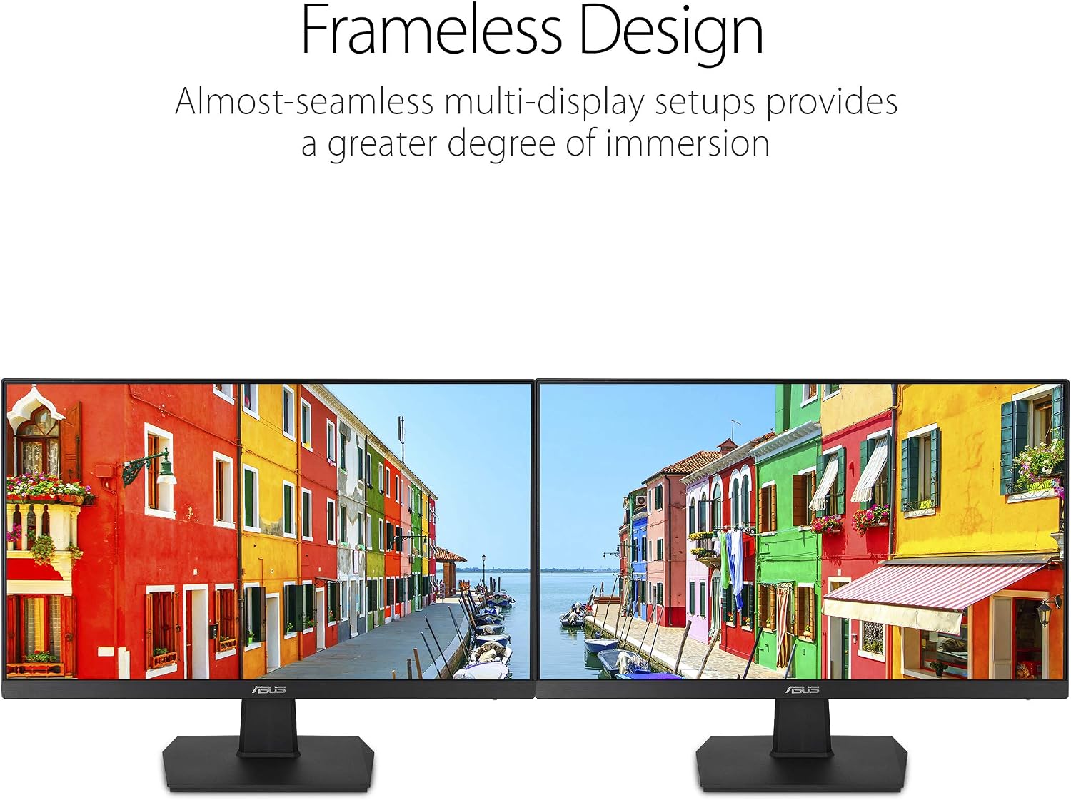 ASUS 24 Inch Desktop Monitor - 75Hz, Full HD (1920x1080), IPS, Frameless, Adaptive-Sync, Eye Care, HDMI, D-Sub DVI-D - VA24EHE