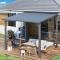 AECOJOY 10'x8' Pergola Hardtop Outdoor Gazebo for Patio, Small Heavy Duty Lean to Metal Pergolas and Gazebos Clearance, Wall-Mounted Grill Gazebo Galvanized Steel Patio Roof Awnings for Patio, Decks