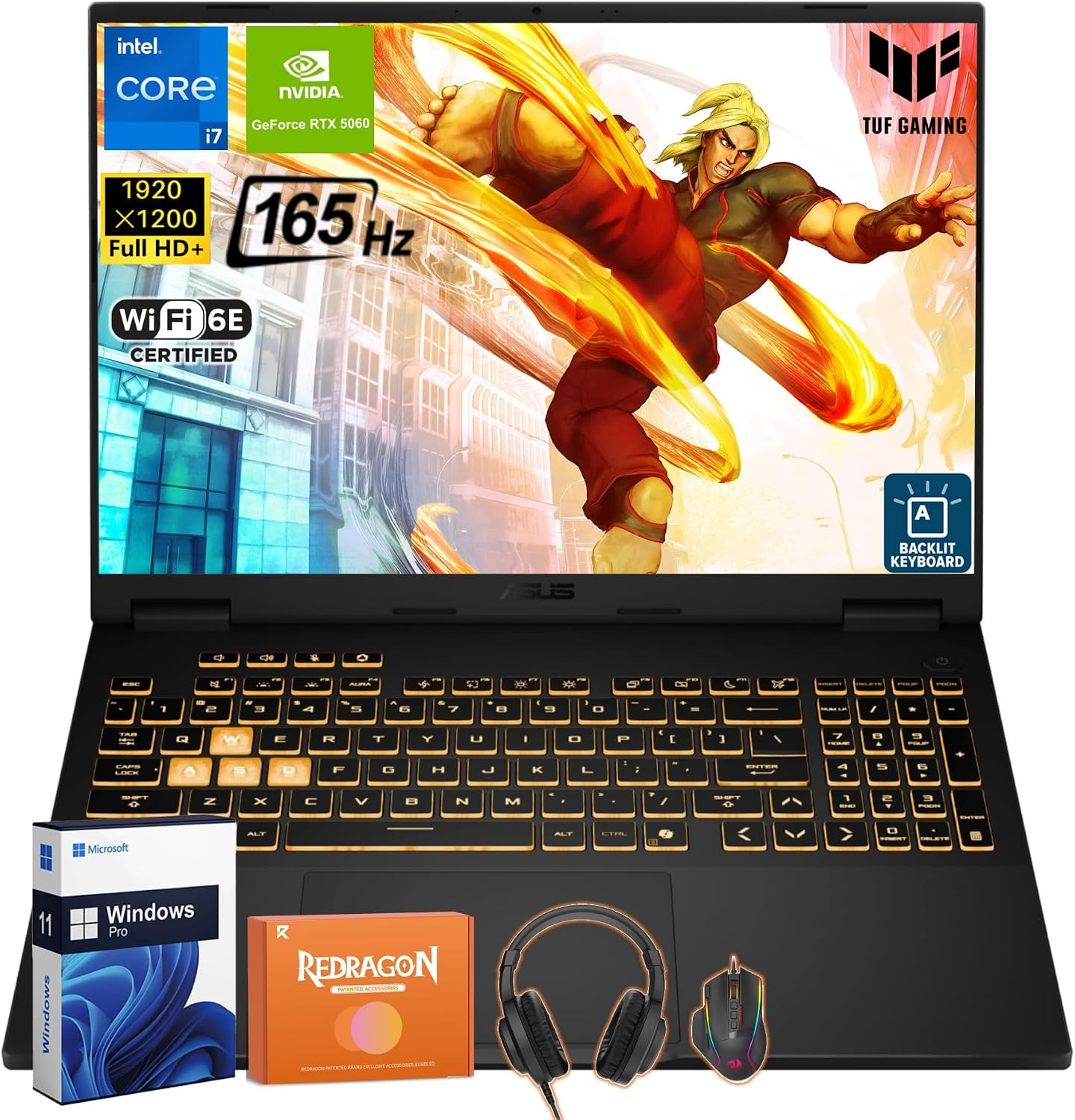 ASUS TUF F16 Gaming Laptop 2025, NVIDIA GeForce RTX 5060, Intel i7-14650HX(16 Cores), 16 Inch 165Hz IPS Display, 64GB DDR5, 2TB SSD, Dolby Atmos, Wi-Fi 6E, Windows 11 Pro, W/REDRAGON Headphones Kit