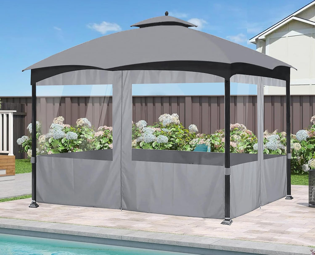 SCOCANOPY 10' x 12' Clear Window Gazebo Privacy Curtain Set for 10X12 Gazebo, (Gray)