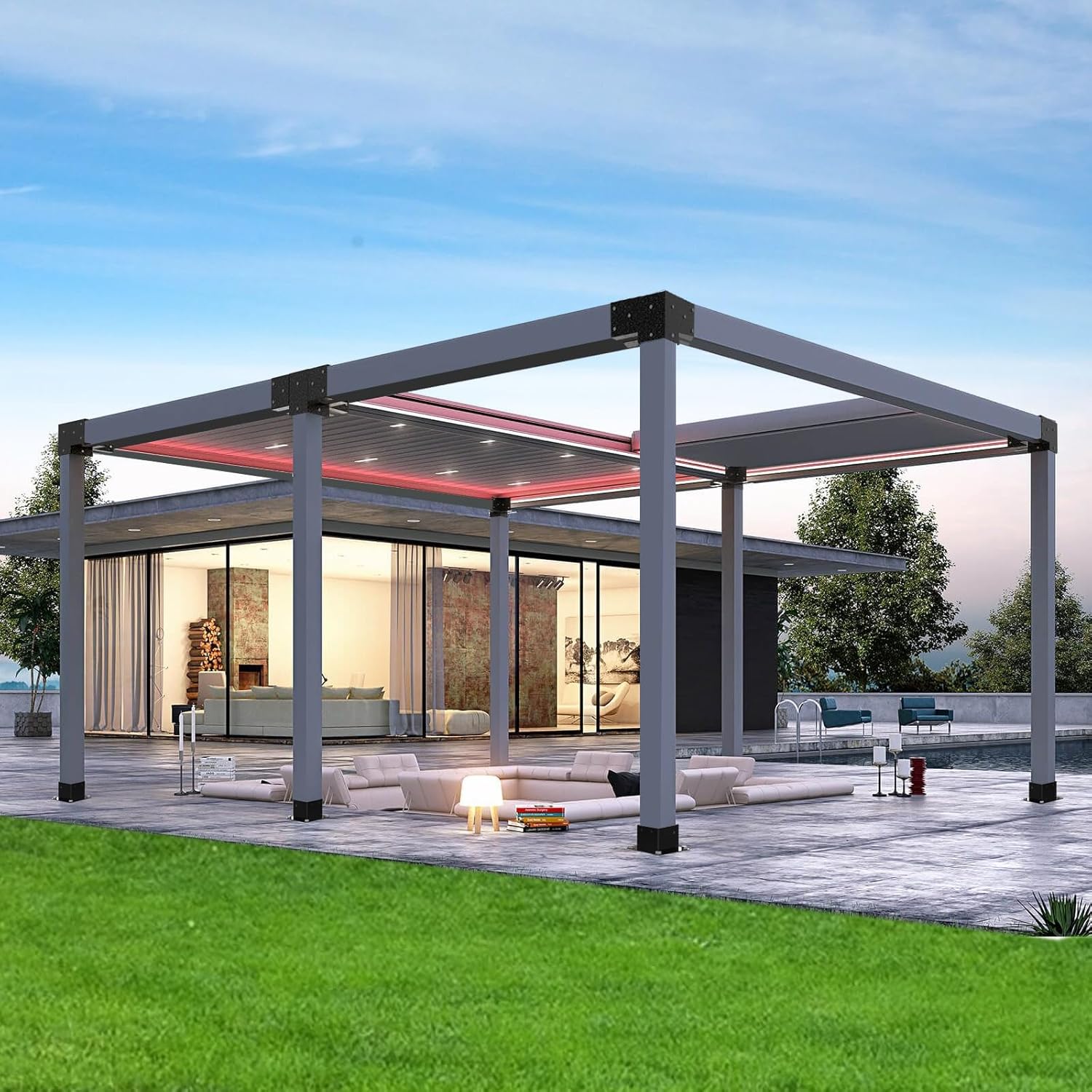 Eapele Pergola Kits with 3-Way & 4-Way Corner Brackets for 4'x 4' Lumber, Powder Coated Steel Made for Gazebos, Patio Pergolas, Log Cabin Outdoor Pergola Hardware