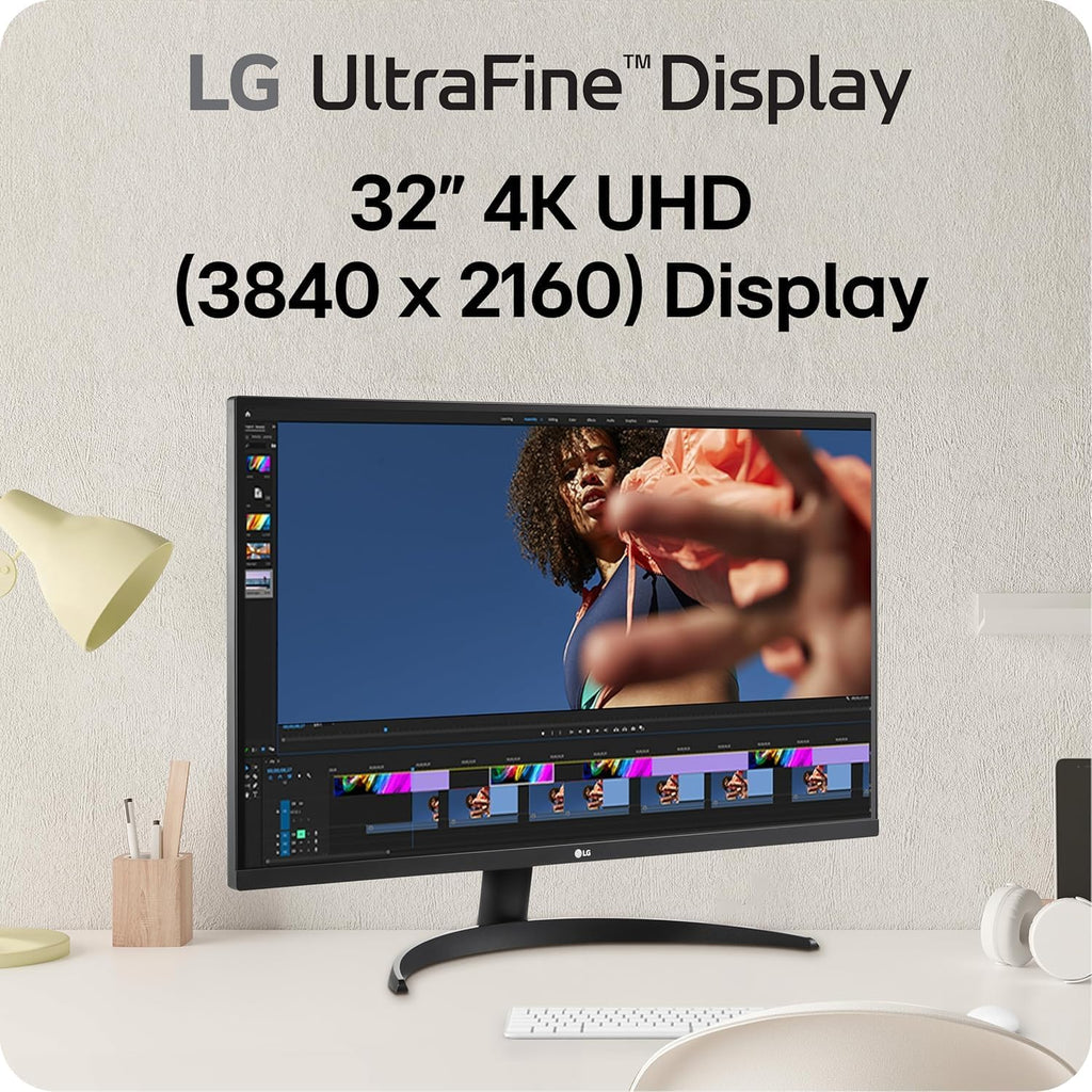 LG 32-Inch Ultrafine 4K UHD (3840x2160) Monitor with HDR10, 90% DCI-P3, Built-in Speakers, OnScreen Control, HDMIx2 and DisplayPort