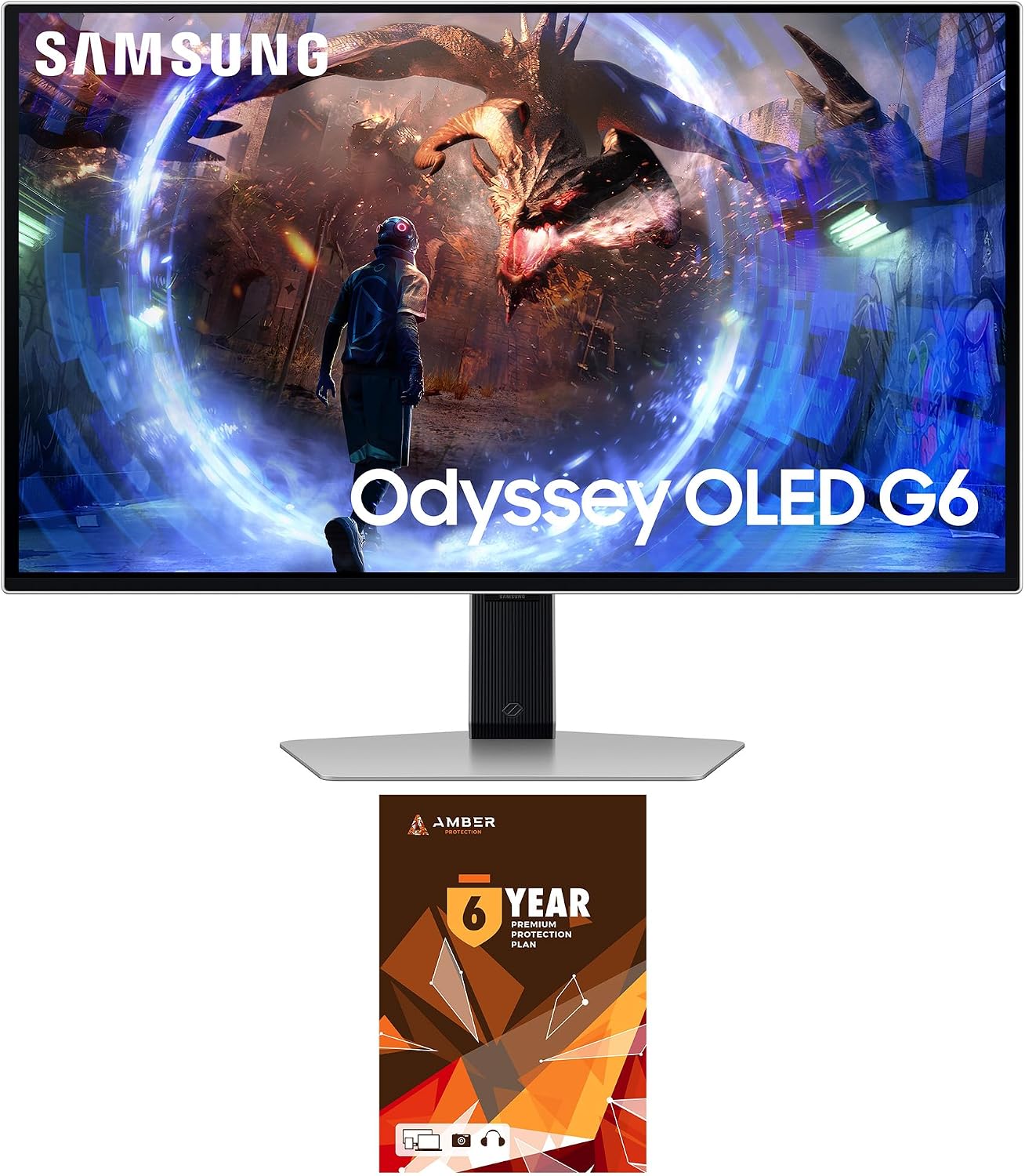 Samsung LS27DG602SNXZA 27 Inch Odyssey OLED QHD 360Hz Gaming Monitor with 6 Year Amber Protection Plan (2024)