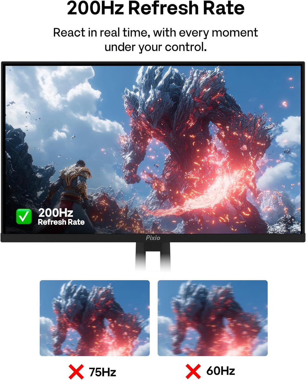 Pixio PX248 PRO V2 24 inch 200Hz Refresh Rate FHD 1080p Resolution Fast IPS Panel 1ms GTG Response Time Gaming Monitor