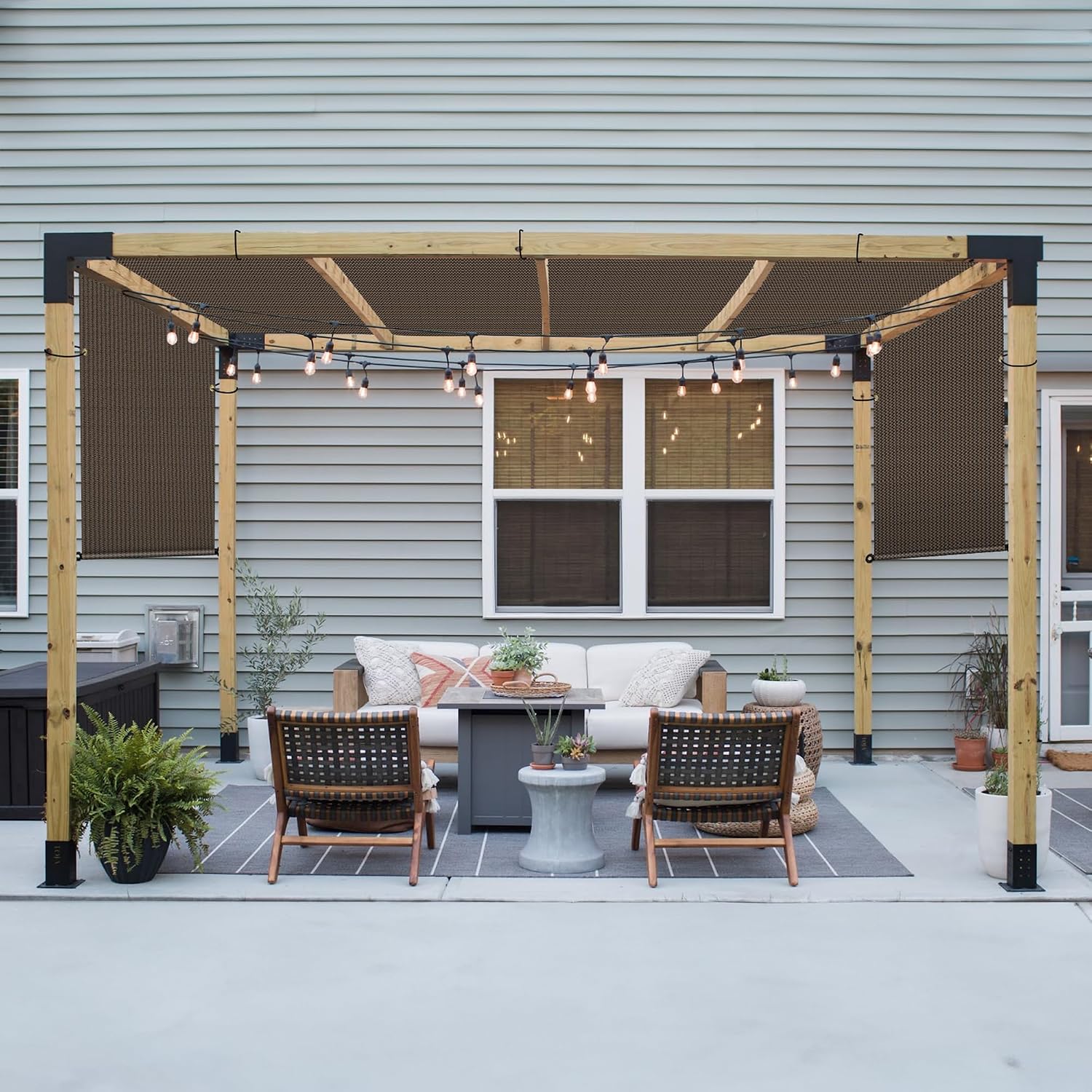 Patio 11' x 4' Pergola Cover Canopy Replacement Shade Cloth with Grommets Weighted Rods Outdoor Sun Shade Screen UV Block for Gazebo Backyard Deck Porch Balcony, Brown