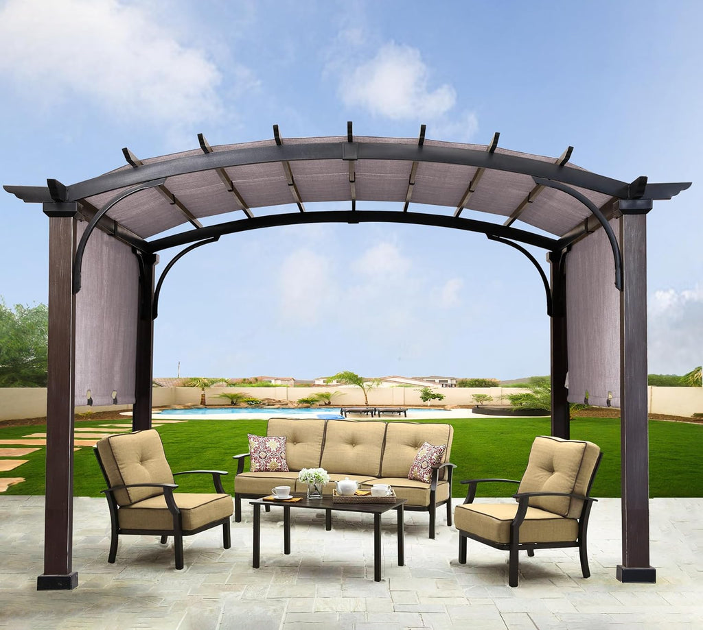 SCOCANOPY Replacement Sling Top Compatible with Lowe's Allen + roth 10 ft x 10 ft Freestanding Pergola, #L-PG152PST-B (Size: 200' (L) x 103' (W)),Brown
