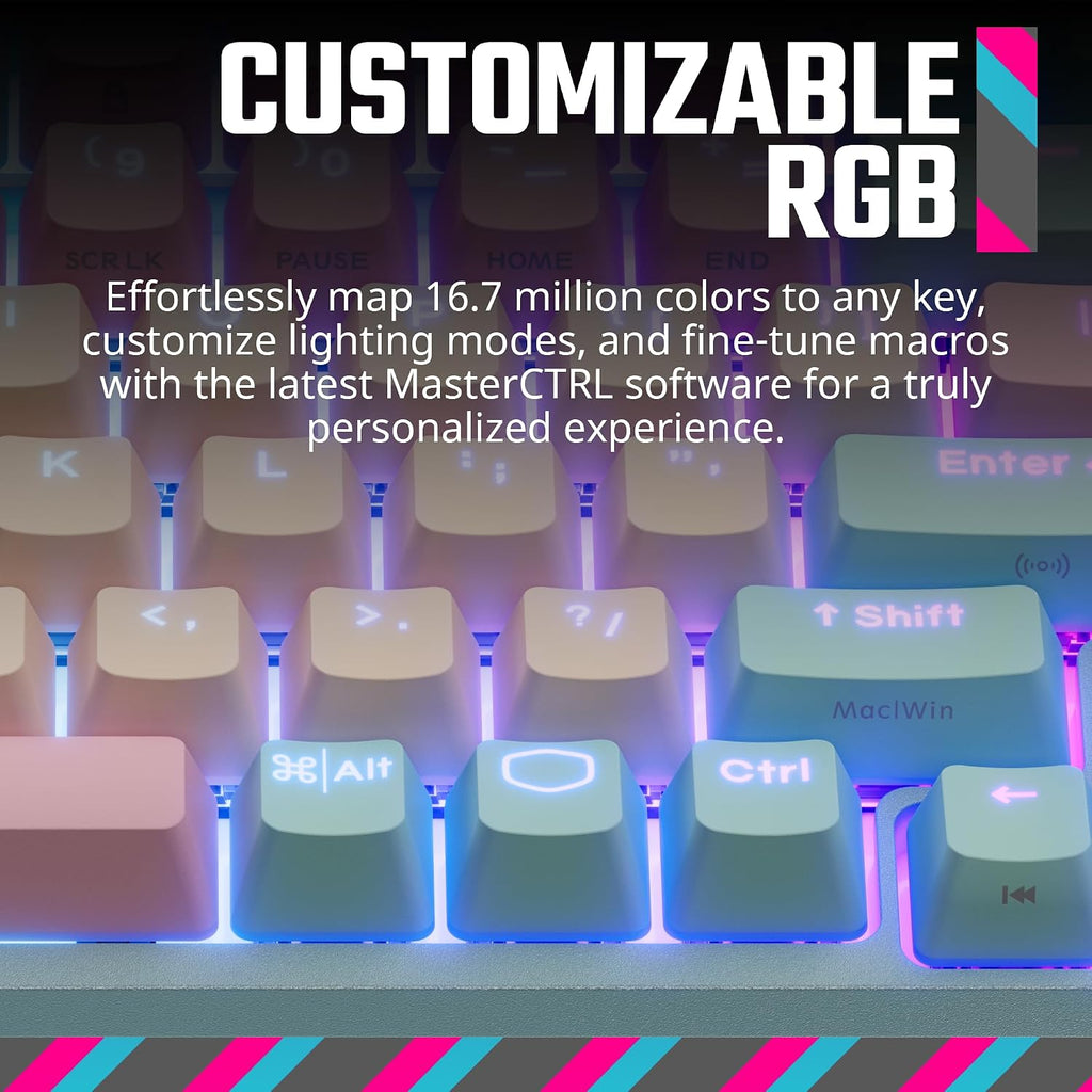 Cooler Master MK770 Macaron Wireless Mechanical RGB Gaming Keyboard, Kailh Box V2 Click White Switches, Gasket Structure, Hot-Swappable, Bluetooth|2.4GHz, Tactile 3-Way Dial, QWERTY (MK-770-MCKW1-US)