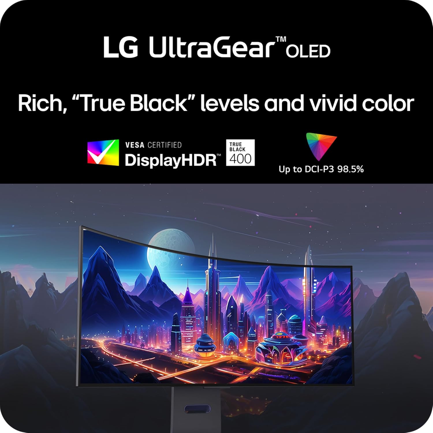 LG 45GS95QE Ultragear OLED Curved Gaming Monitor 45-Inch WQHD 800R 240Hz 0.03ms DisplayHDR True Black 400 AMD FreeSync Premium Pro NVIDIA G-Sync HDMI 2.1 DisplayPort Tilt/Height/Swivel Stand - Black
