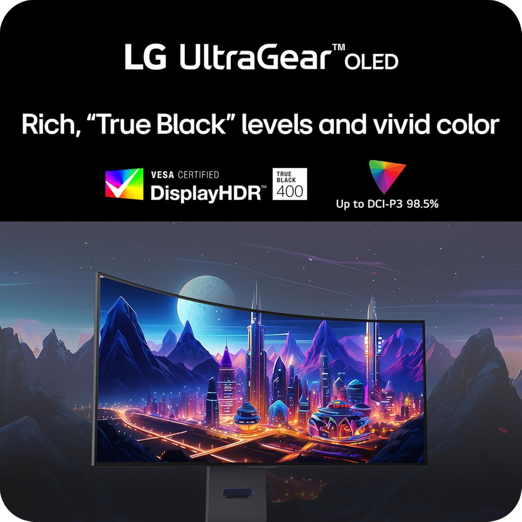 LG 34GS95QE 34-inch Ultragear OLED Curved Gaming Monitor WQHD 1440p 800R 240Hz 0.03ms AMD FreeSync Premium Pro NVIDIA G-Sync HDMI 2.1 DisplayPort Tilt/Height/Swivel Stand Black
