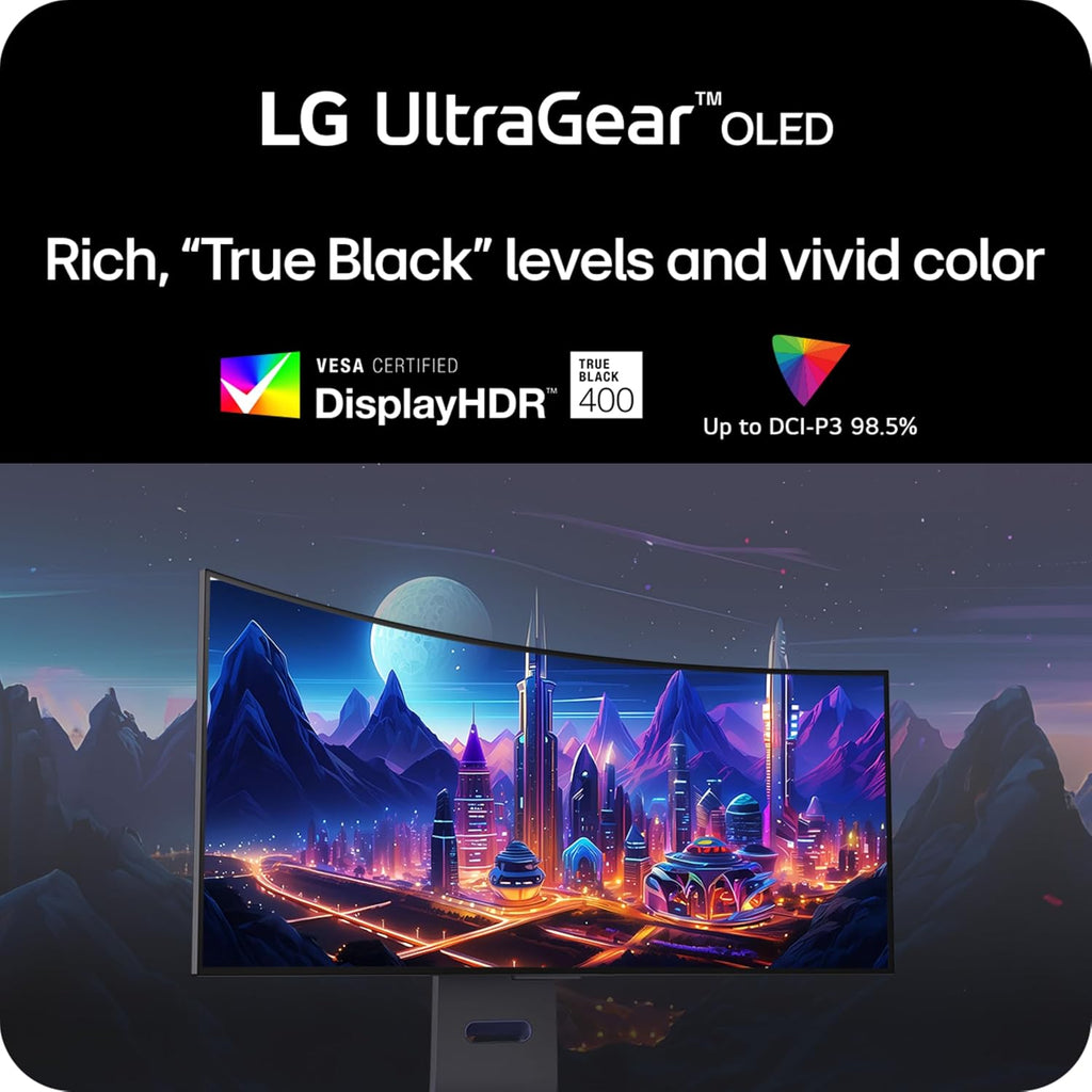 LG 39GS95QE Ultragear OLED Curved Gaming Monitor 39-Inch WQHD 800R 240Hz 0.03ms DisplayHDR True Black 400 AMD FreeSync Premium Pro NVIDIA G-Sync HDMI 2.1 DisplayPort Tilt/Height/Swivel Stand - Black