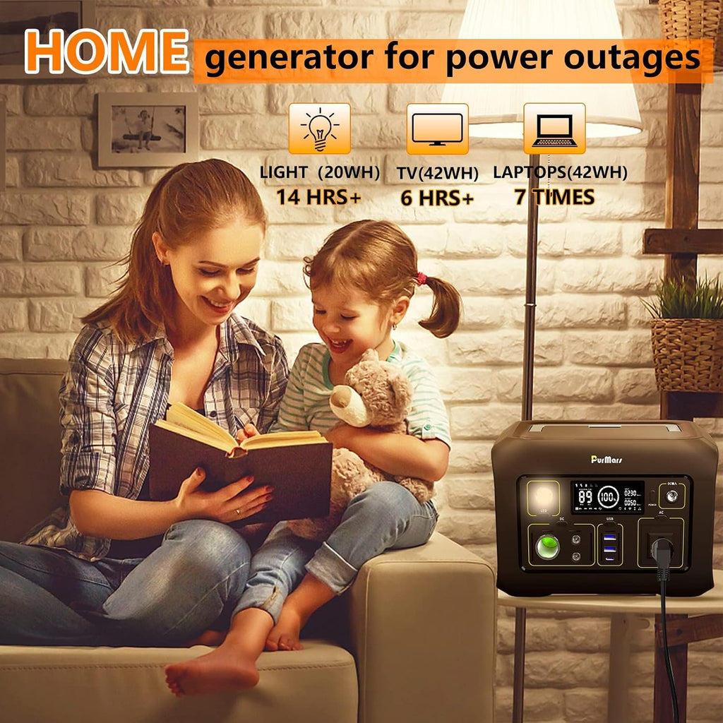Portable Power Station 300W(Peak 500W),288Wh (90,000mAh) Solar Generator with 110V Pure Sine Wave AC Outlet,lifepo4 Battery Portable Power Bank for Outdoor Camping, Traveling,and Emergencies