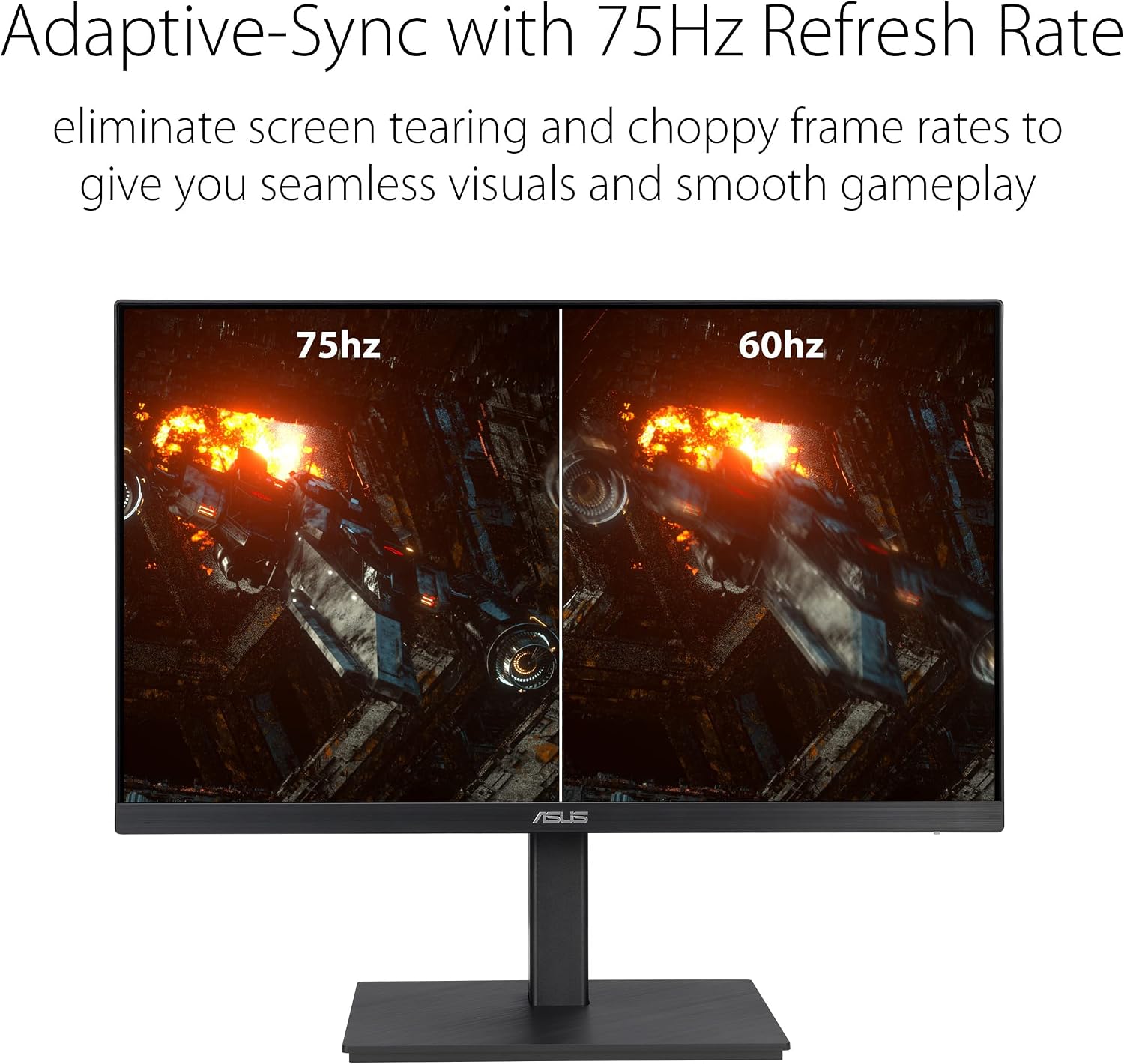ASUS 27' 1080P Monitor (VA27EQSB) - Full HD, IPS, 75Hz, Adaptive-Sync, Speakers, Eye Care, Low Blue Light, Flicker Free, DisplayPort, HDMI, USB Hub, D-Sub, Frameless, Wall Mountable, Height Adjustable